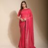 Sequence Work Pink Saree with Lace Border