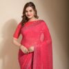 Sequence Work Pink Saree with Lace Border