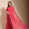 Sequence Work Pink Saree with Lace Border