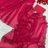 Sequence Work Pink Saree with Lace Border