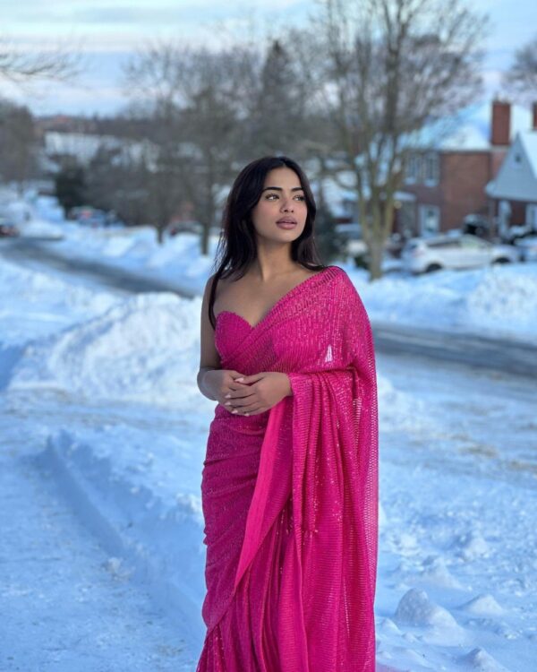 Bollywood Party Sequence Pink Saree