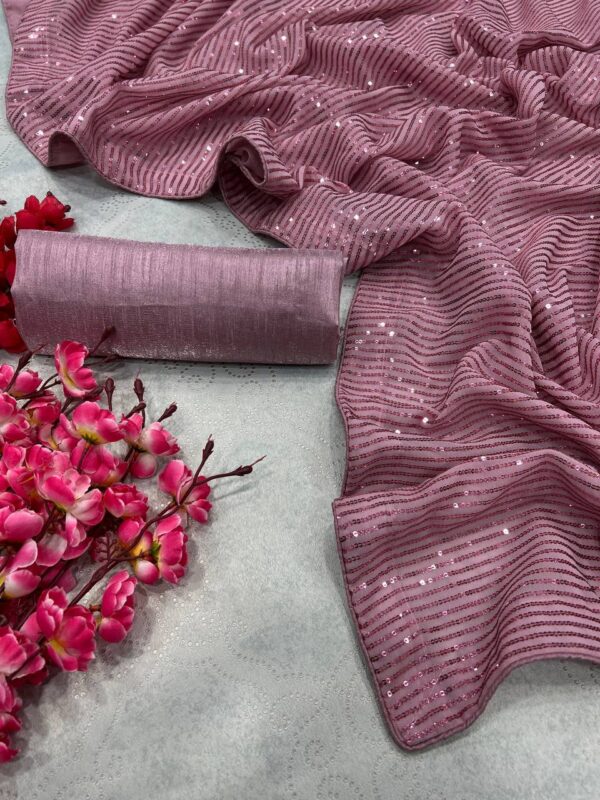 Sequence Pink Saree with Fancy Blouse