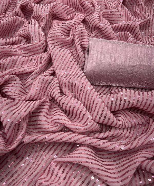 Sequence Pink Saree with Fancy Blouse