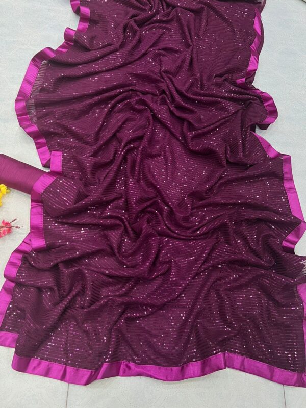 Wedding Sequence Work Purple Saree