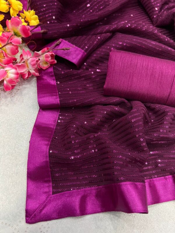 Wedding Sequence Work Purple Saree