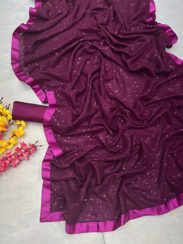 Wedding Sequence Work Purple Saree