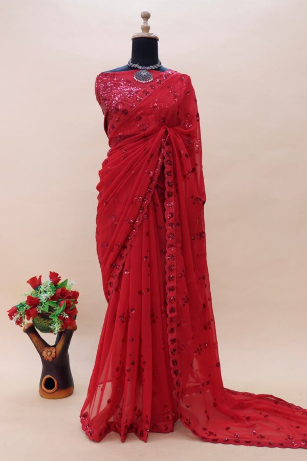 Red Designer Saree