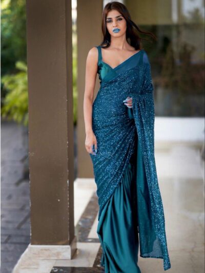 Georgette Heavy Fancy Blue Saree