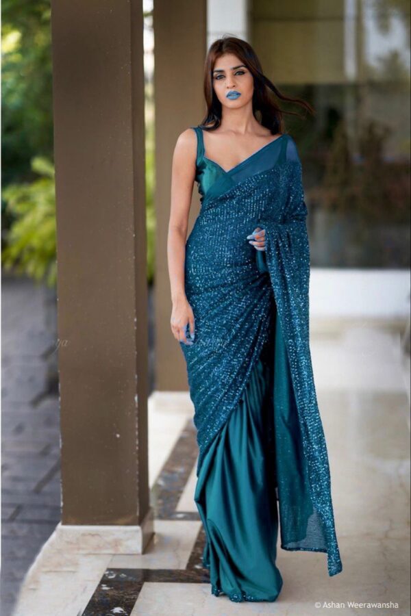 Georgette Heavy Fancy Blue Saree