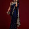 Royal Blue Wedding Embroidery Saree