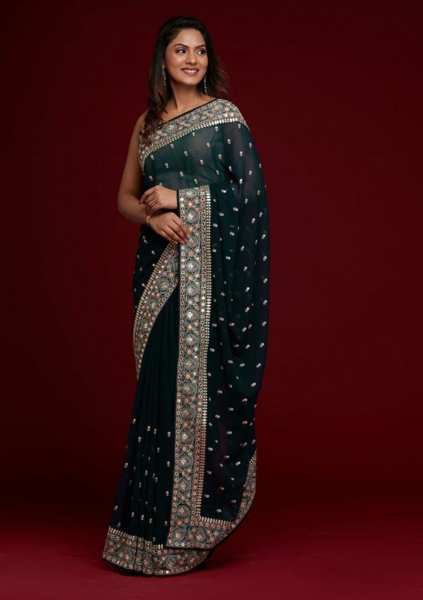 Buy Designer Mirror Work Embroidery Saree