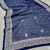 Royal Blue Wedding Embroidery Saree