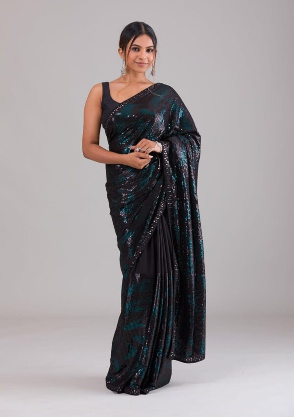 Black Stylish Designer Red Saree