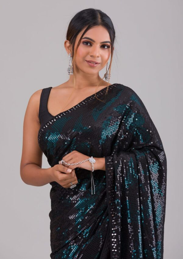 Black Stylish Designer Red Saree