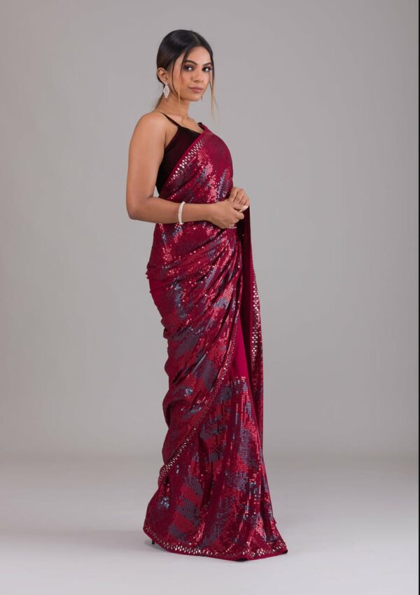 Black Stylish Designer Red Saree