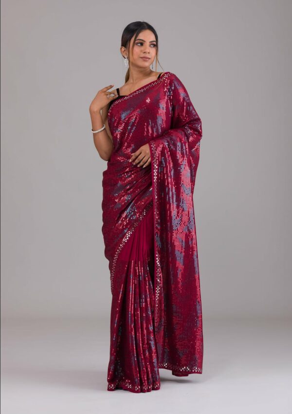 Black Stylish Designer Red Saree