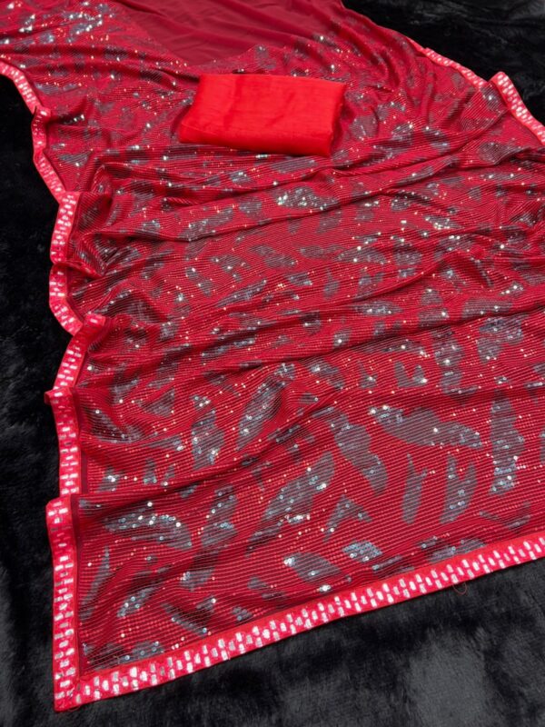 Black Stylish Designer Red Saree