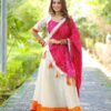 Traditional Bandhej Design White Lehenga Choli