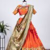 Orange Jacquard Silk Lehenga online
