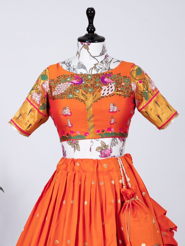 Orange Jacquard Silk Lehenga online