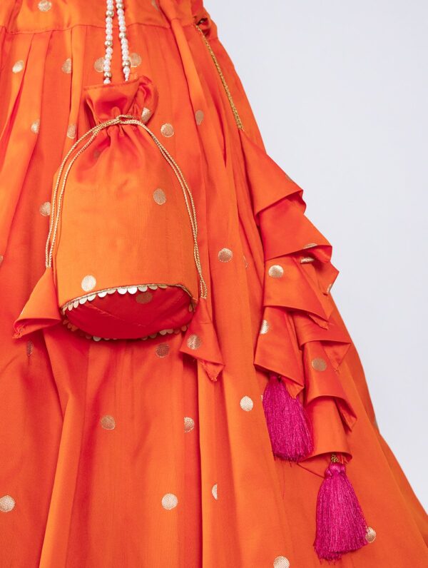 Orange Jacquard Silk Lehenga online