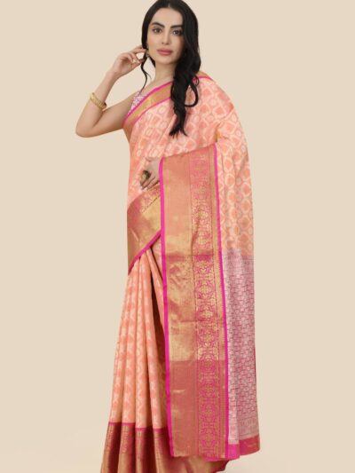 Buy Orange Kanchipuram Silk Luxury Saree