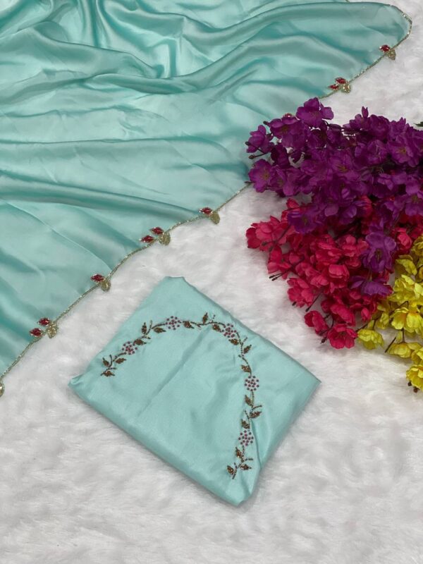 Wedding Silk Work Multi Color Saree
