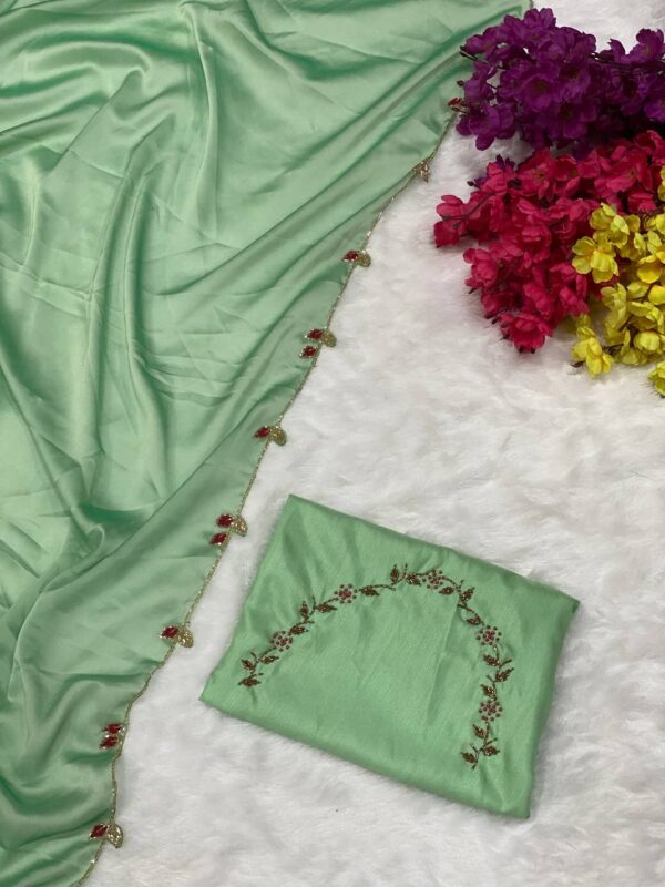 Wedding Silk Work Multi Color Saree
