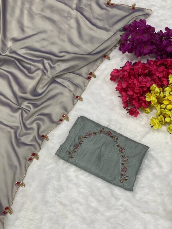 Wedding Silk Work Multi Color Saree