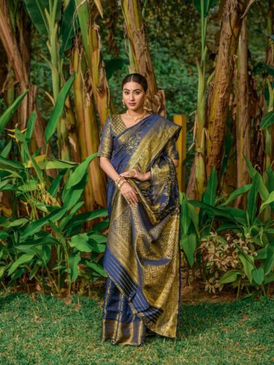 Buy Blue Indian Wedding Banarasi Saree