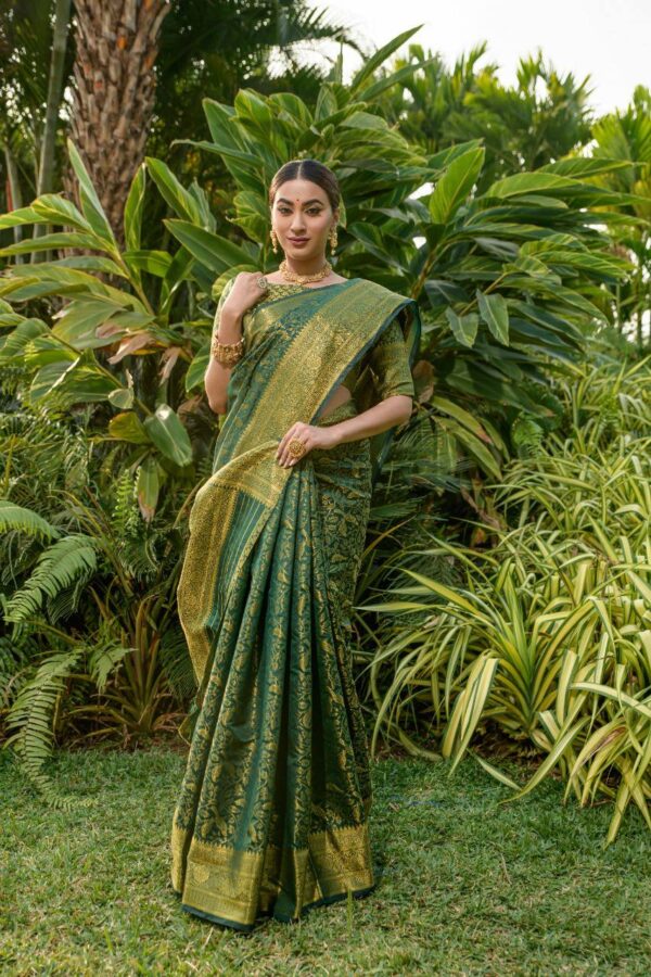 Buy Shop Green Banarasi Lichi Silk Saree