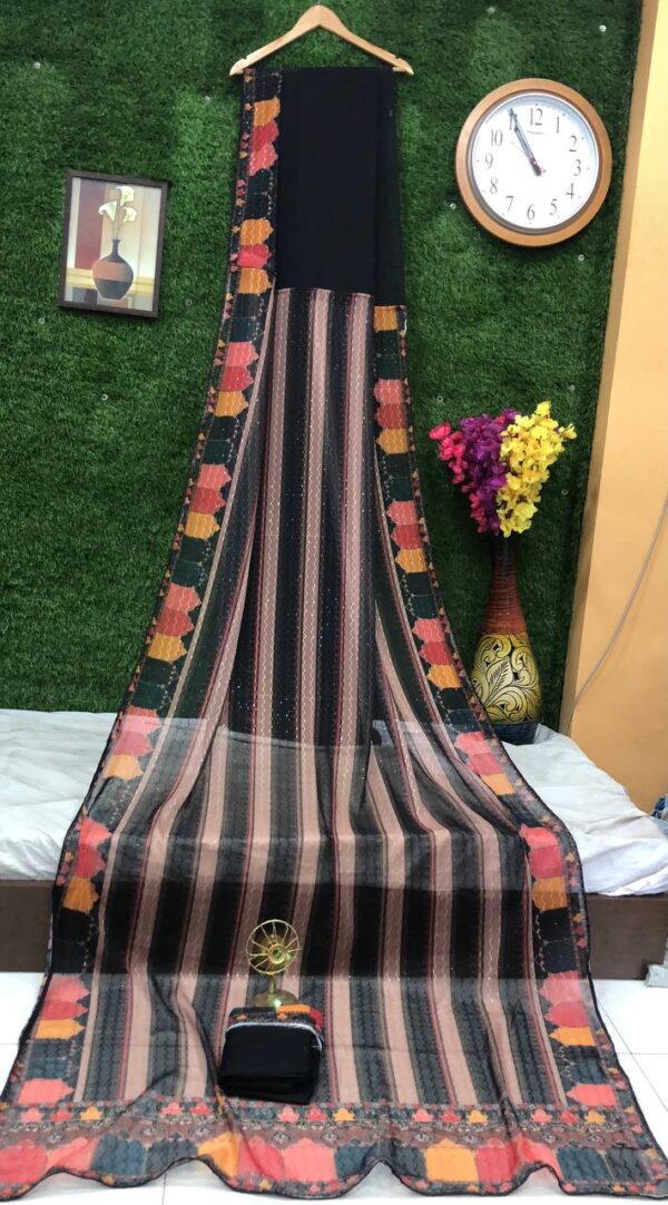 Fancy Sequence Georgette Black Saree