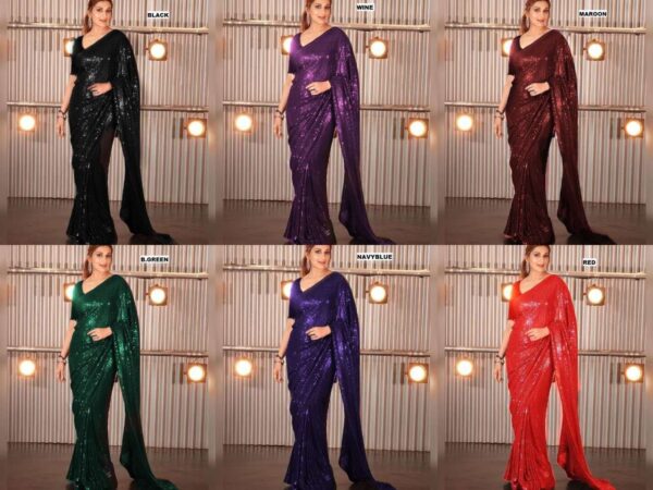 Stylish Party Sequence Multi Saree