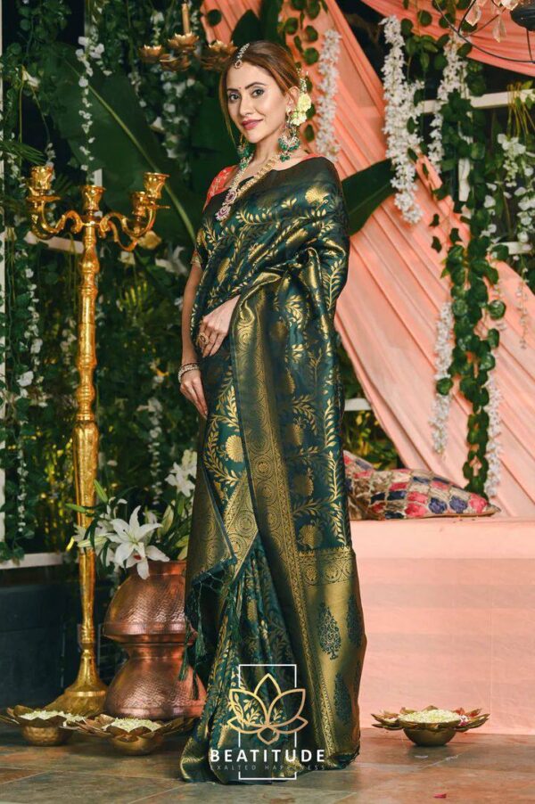 Wedding Banarasi Green Saree