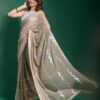 Georgette Fancy Work Grey Saree