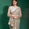 Georgette Fancy Work Grey Saree
