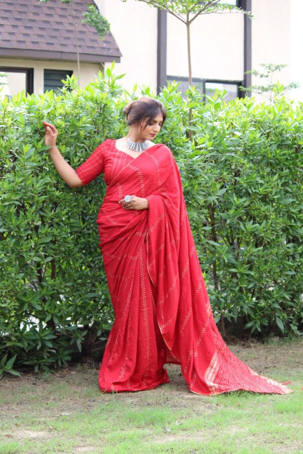 Wedding Party Wear Red Saree