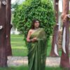 Wedding Green Saree With Design Blouse