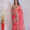 Organza Pink Saree With Work Border