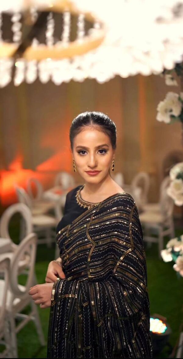 Fancy Party Sequence Black Saree