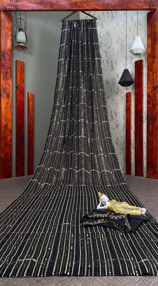Fancy Party Sequence Black Saree