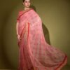 Patola Design Pink Saree with Lace Border