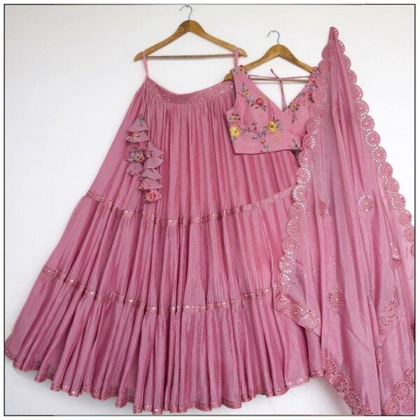 Wedding Designer Baby Pink Semi Stitched Choli - With Stitched Service