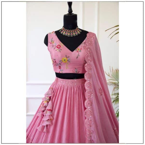 Wedding Designer Baby Pink Semi Stitched Choli - With Stitched Service