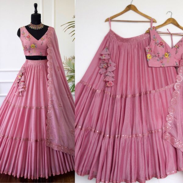 Wedding Designer Baby Pink Semi Stitched Choli - With Stitched Service