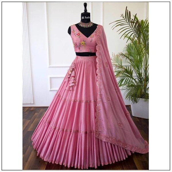 Wedding Designer Baby Pink Semi Stitched Choli - With Stitched Service