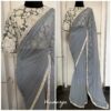 Plain Grey Saree Work Border and Blouse