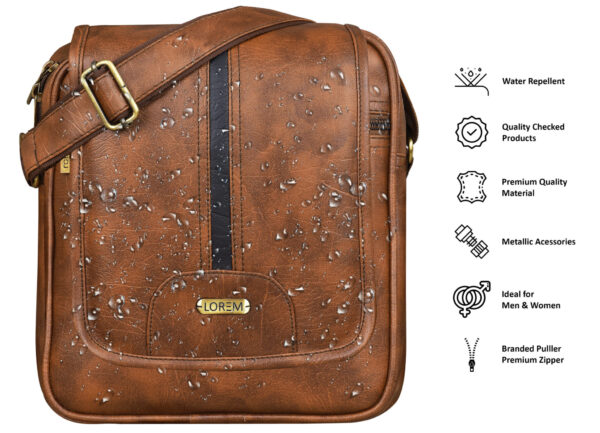 Faux leather brown sling bag