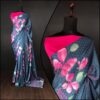 Women Japan Crape Digital Print Black Saree