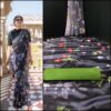 Digital Printed Satin Fabric Black Saree